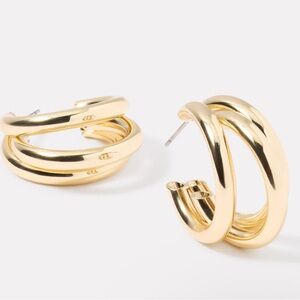 Evereve Shiny Gold Double Hoop Earrings